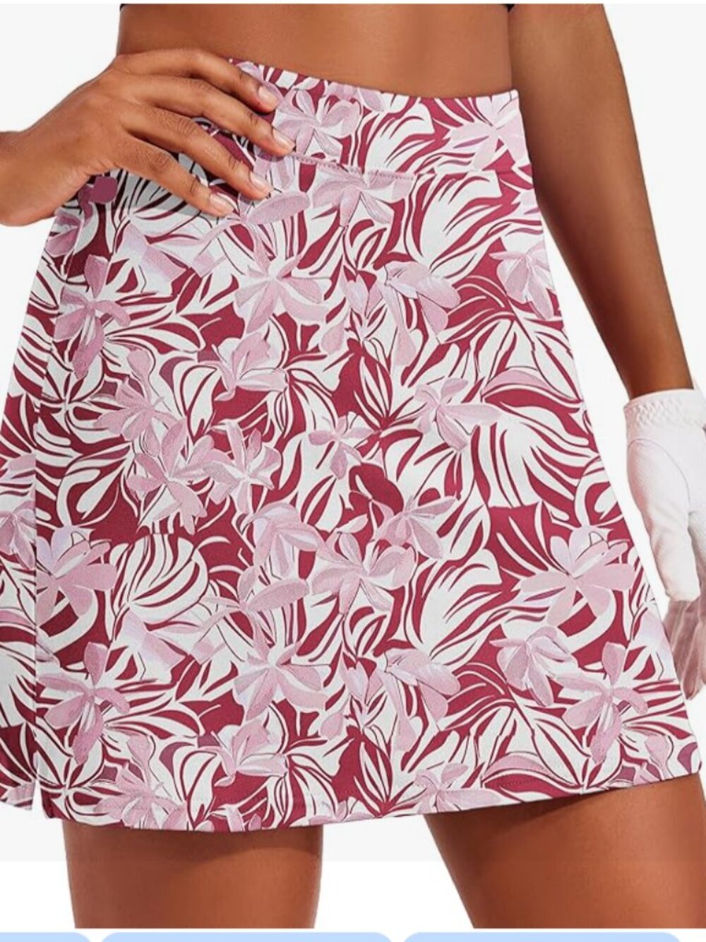 Ekouaer 16" Skorts for Women Golf Pickleball Tennis Skirt - Pink Burgundy Floral